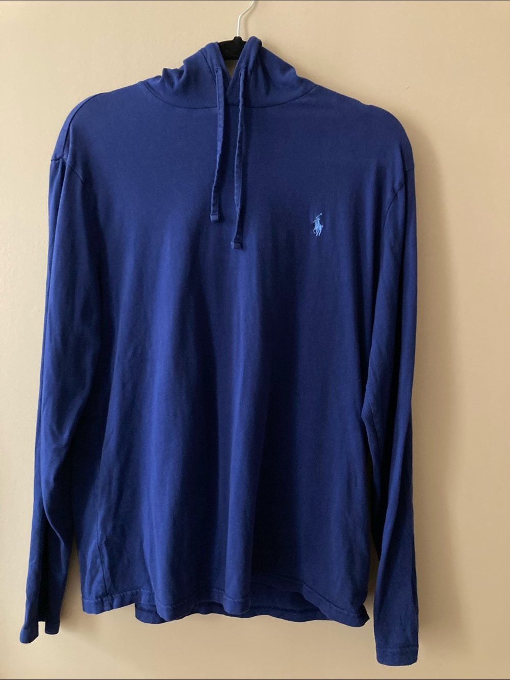 Ralph Lauren Long Sleeve Hooded Sweatshirt Cobalt Blue lightweight cotton